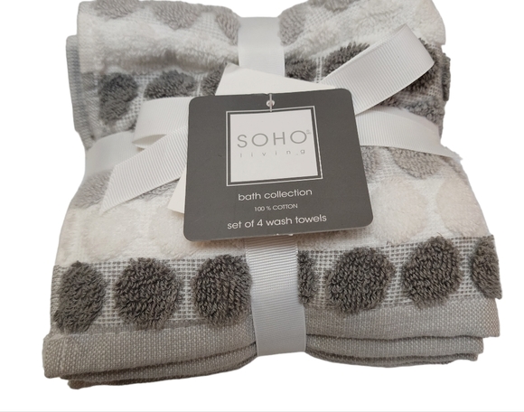 Soho Living | Bath | Soho Living S4 Wash Towels Gray White Reversible ...